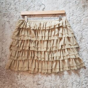MICHAEL Michael Kors Tan Ruffle Mini Skirt